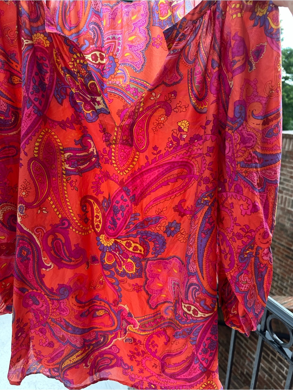 Ralph Lauren Pink & Red Paisley Silk Blouse